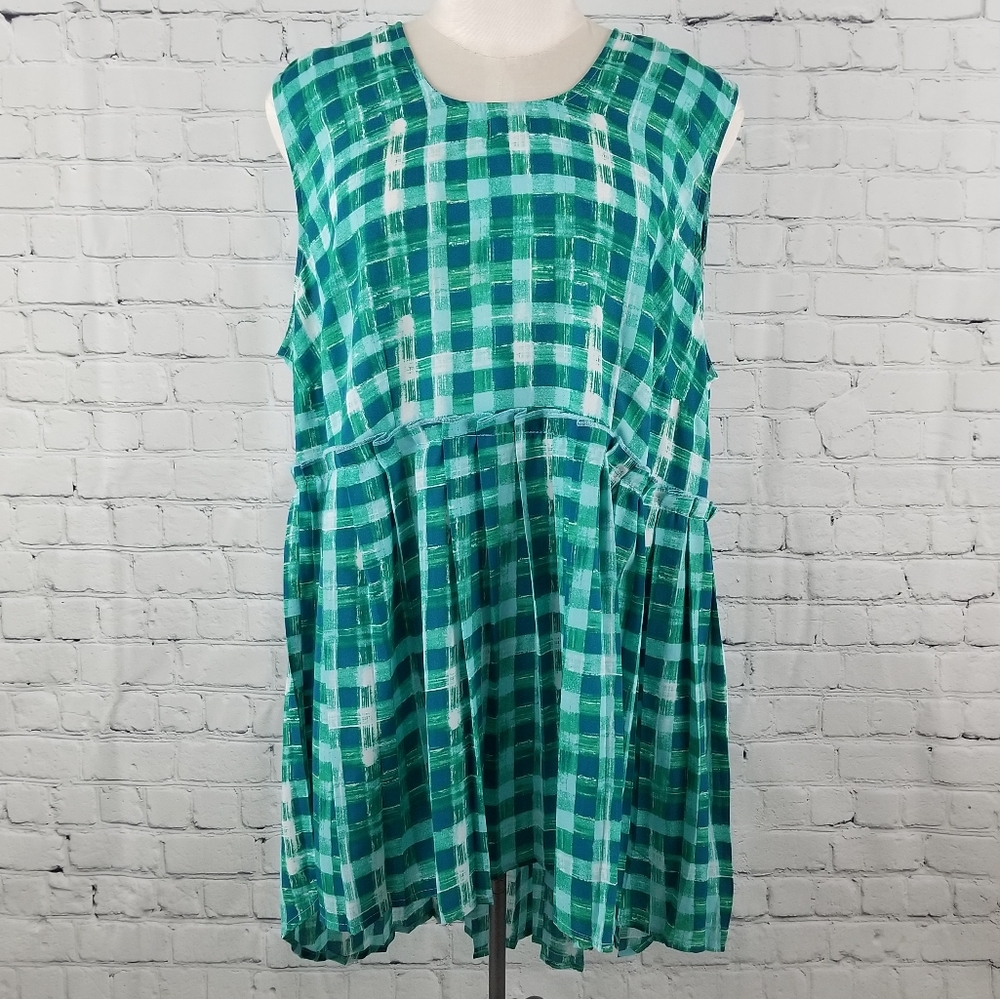 SEVEN7 | plaid sleeveless flowy ruffle top